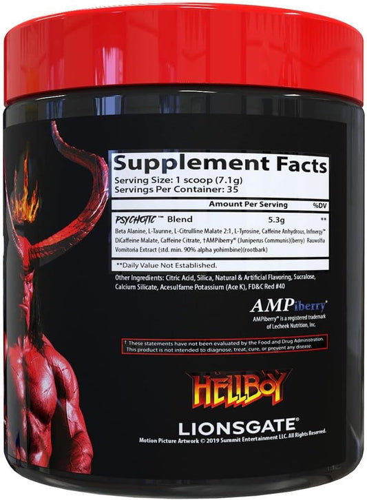 Hellboy Edition, High Stimulant Pre Workout Powder and NO Booster with Beta Alanine, L Citrulline, and Caffeine, Boosts Focus, Energy, Endurance, Nitric Oxide Levels, 35 Srvgs, Fruit Punch