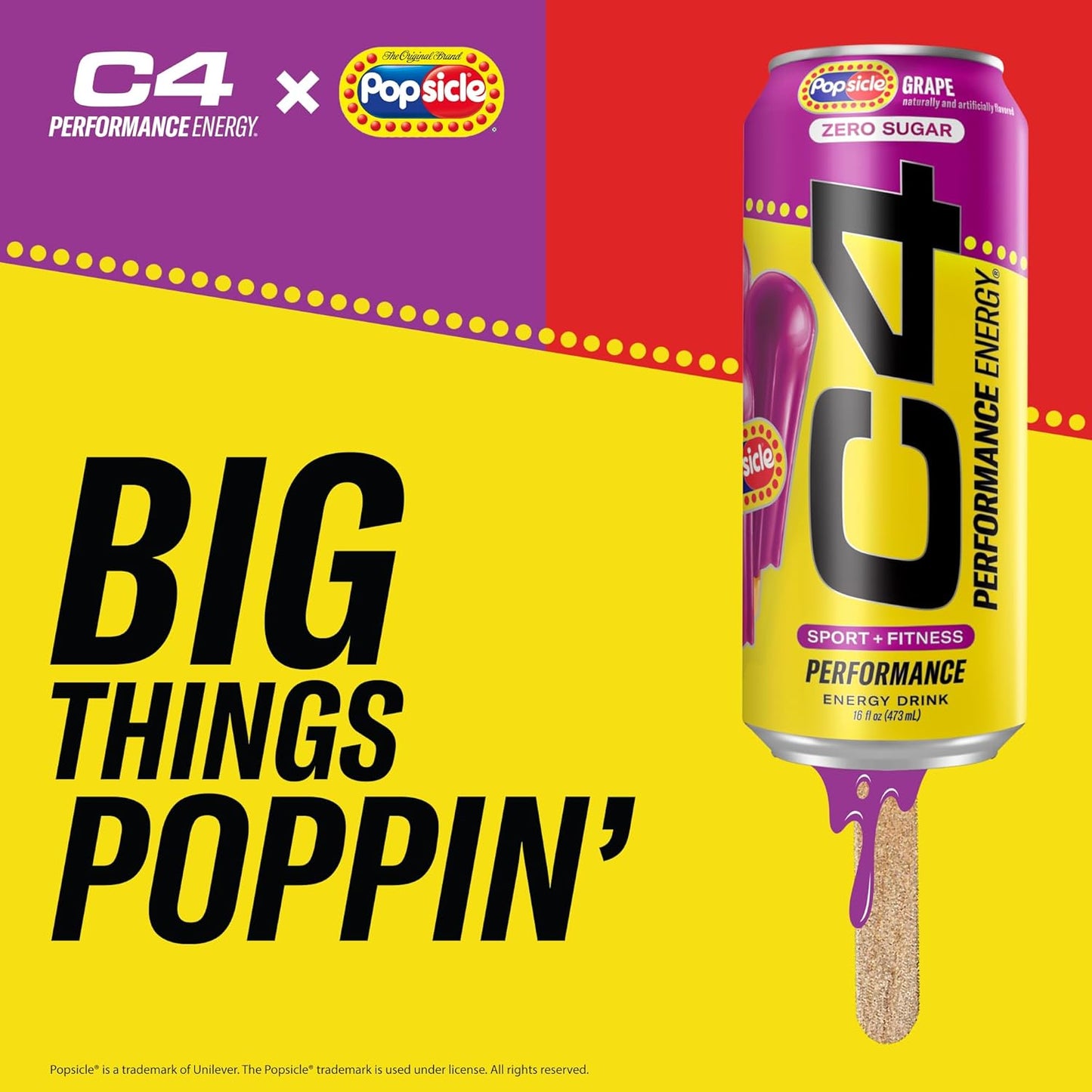 Performance Energy Drink, Grape Popsicle, Zero Sugar Carbonated Preworkout Energy, 200Mg Caffeine with Beta Alanine, 16 Fl Oz (12 Pack) | Carbonated