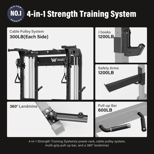 F22 Power Rack, 1600Lbs All-In-One Squat Rack with Dual Pulley System, Heavy-Duty Steel Frame, Attachments & Storage for Home Gym Strength Training