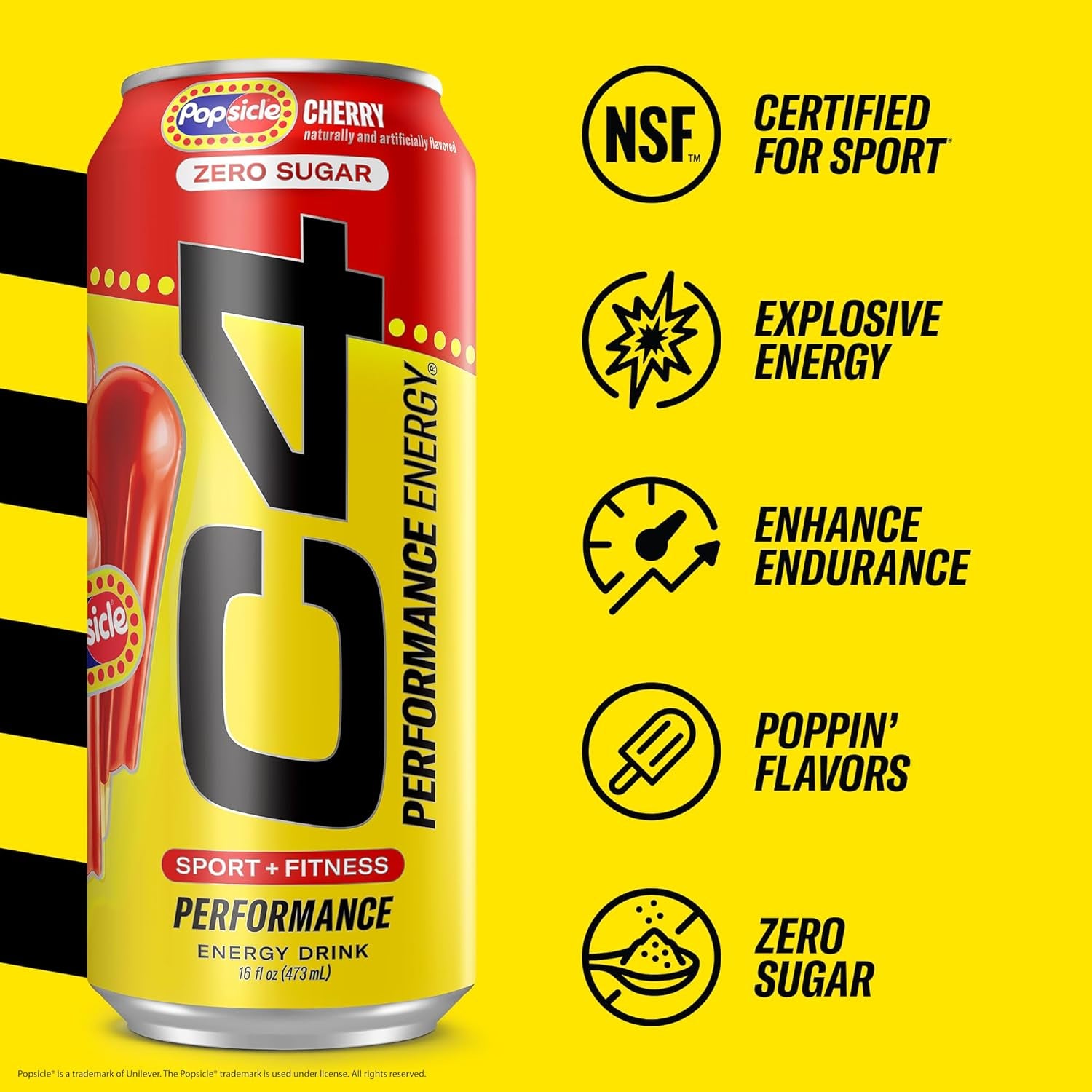 Performance Energy Drink, Cherry Popsicle, Zero Sugar Carbonated Preworkout Energy, 200Mg Caffeine with Beta Alanine, 16 Fl Oz (12 Pack)