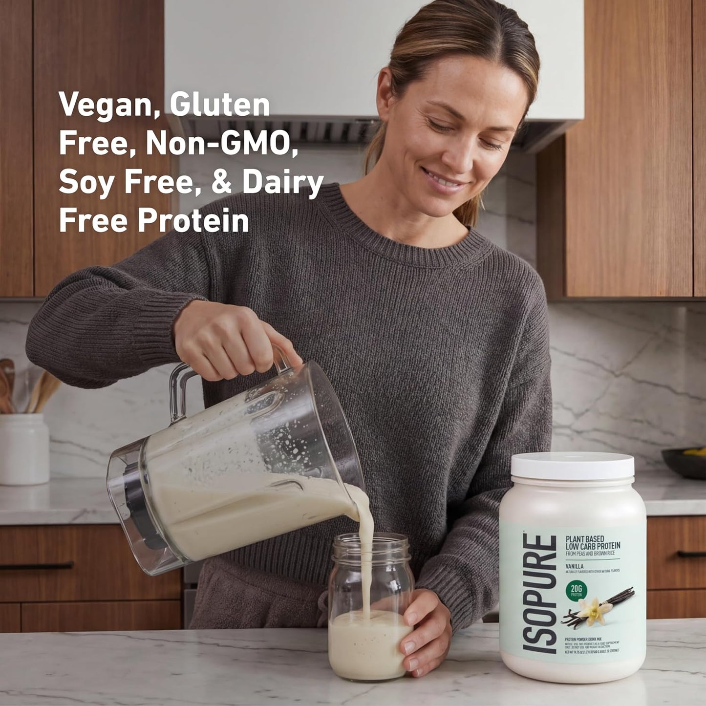 Plant-Based Protein Powder – 20G Organic Pea and Rice Protein with a Complete Amino Acid Profile – Supports Muscle Recovery & Lean Nutrition, Vanilla, 20 Servings