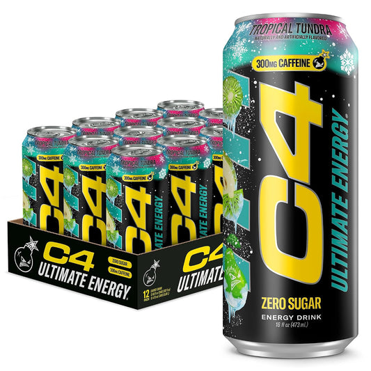 Ultimate Energy Drink, 300Mg Caffeine, Zero Sugar, High-Performance Energy for Pre-Workout, Endurance, and Focus, Tropical Tundra Frost, 16Oz (Pack of 12)