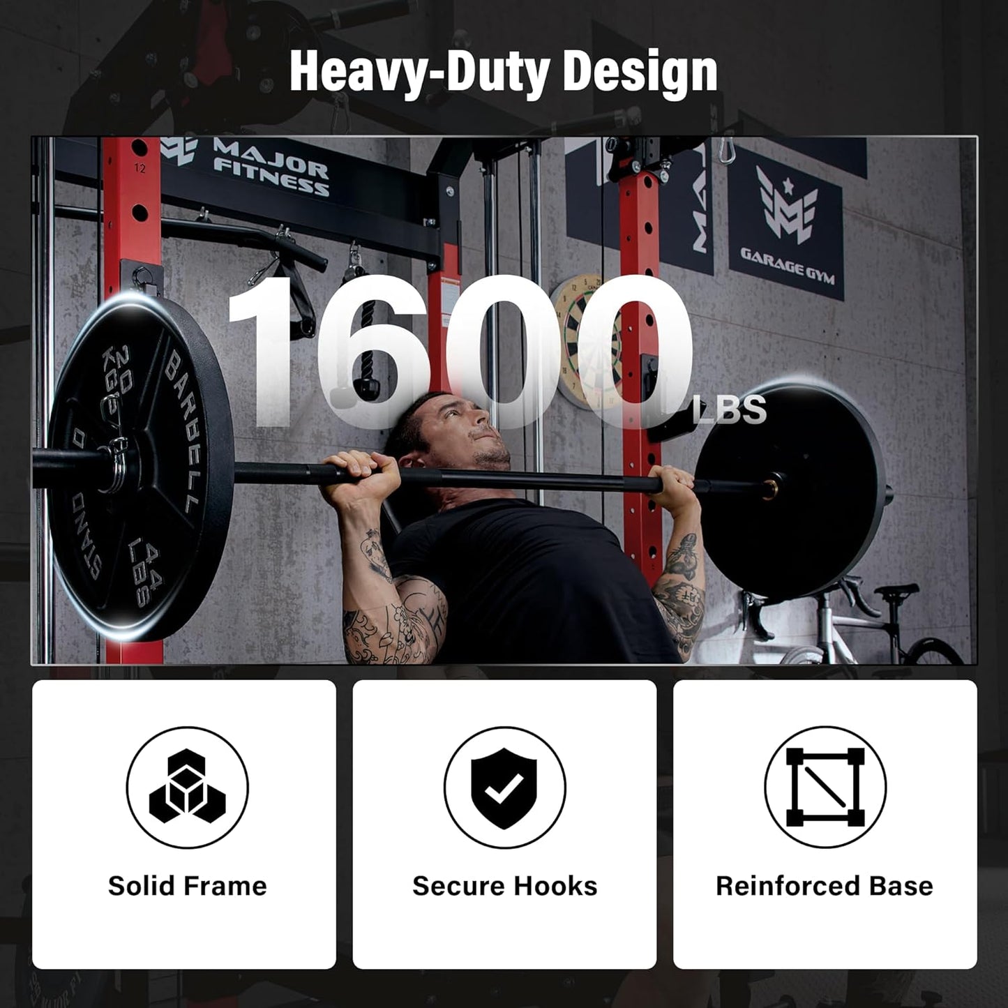 F22 Power Rack, 1600Lbs All-In-One Squat Rack with Dual Pulley System, Heavy-Duty Steel Frame, Attachments & Storage for Home Gym Strength Training
