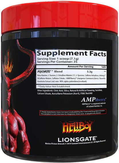 Hellboy Edition, High Stimulant Pre Workout Powder and NO Booster with Beta Alanine, L Citrulline, and Caffeine, Boosts Focus, Energy, Endurance, Nitric Oxide Levels, 35 Srvgs, Fruit Punch