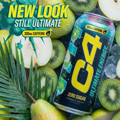 Ultimate Energy Drink, 300Mg Caffeine, Zero Sugar, High-Performance Energy for Pre-Workout, Endurance, and Focus, Tropical Tundra Frost, 16Oz (Pack of 12)