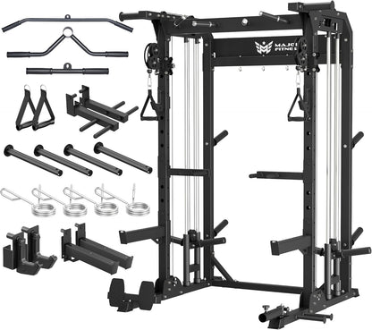F22 Power Rack, 1600Lbs All-In-One Squat Rack with Dual Pulley System, Heavy-Duty Steel Frame, Attachments & Storage for Home Gym Strength Training