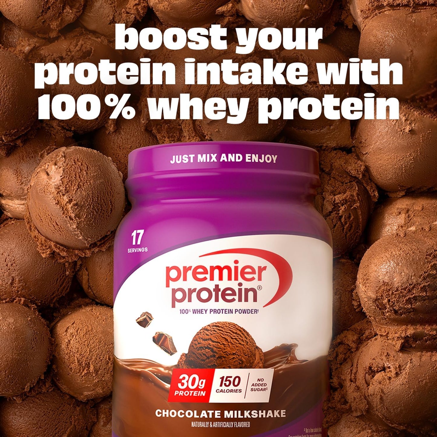 Powder, Chocolate, 100% Whey, 30G High Protein, 17 Servings | No Added Sugar, Supports Muscle Health, Soy & Gluten-Free, 1.44 Lb