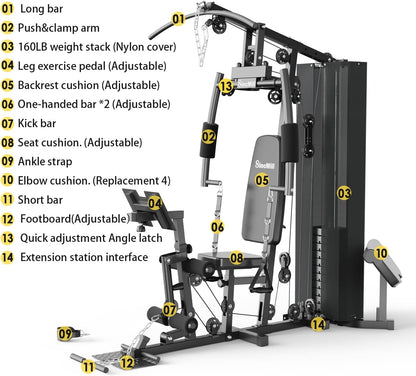 Sincmill Home Gym Multifunctional Full Body Workout Equipment for Home Exercise Fitness