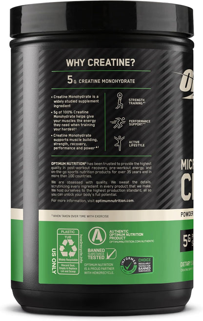 Creatine, Micronized Creatine Monohydrate Powder, Supports Strength & Recovery, Banned Substance Tested, Unflavored, 5 G per Serving, 120 Servings | 5G Micronized Creatine Monohydrate Powder per Serving, Supports Muscle Strength & Power, Easy Mixing, Banned Substance Tested
