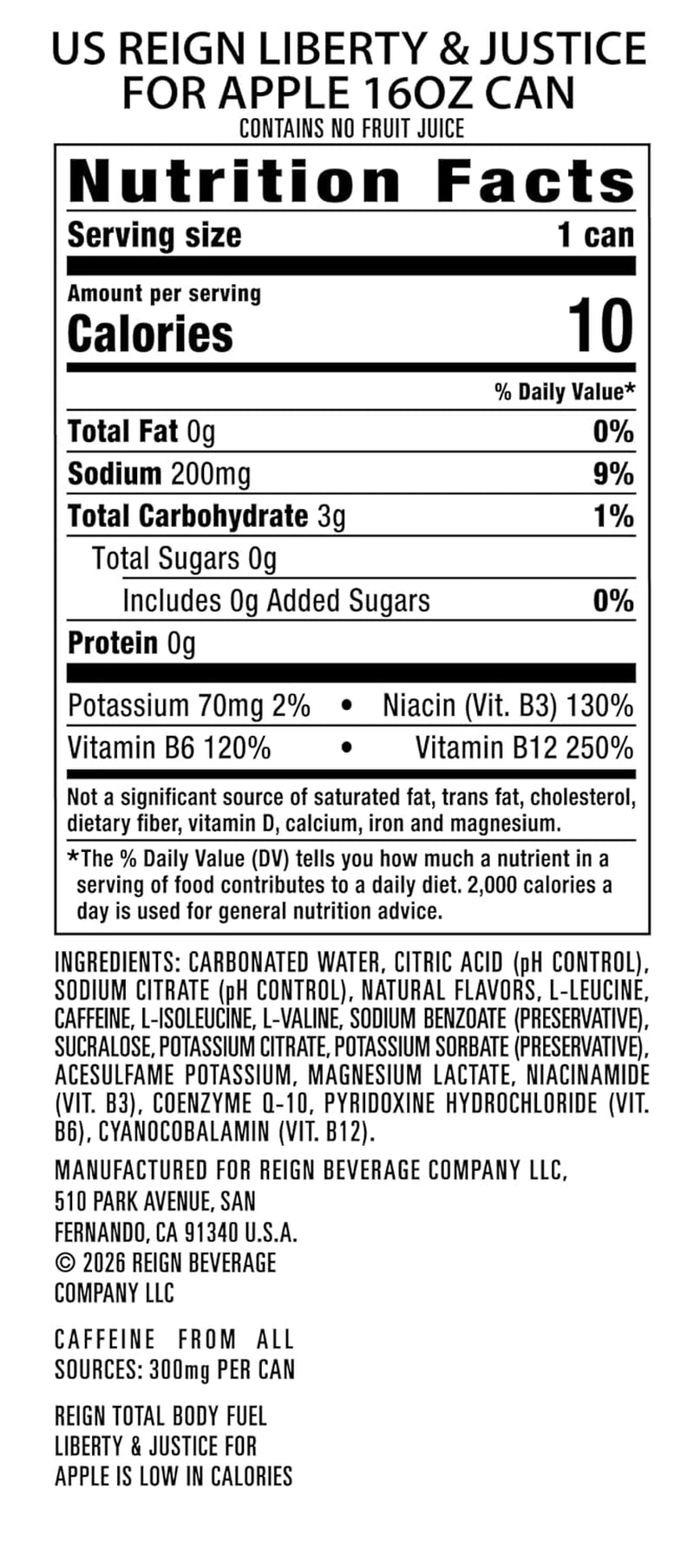 Total Body Fuel, Liberty & Justice for Apple, 12 Pack (16 Fl Oz) | Fitness & Performance Drink, 12 Pack (16 Fl Oz)