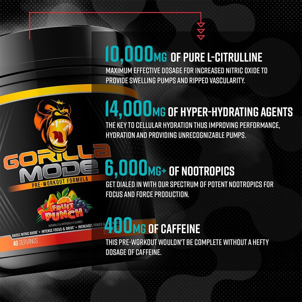 Pre Workout - Massive Pumps Laser Focus Energy Power - L-Citrulline, Creatine, L-Tyrosine, Betaine, Hydroprime, Alpha-Gpc, 400Mg Caffeine, Huperzine a 808G (White Gummy Bear)