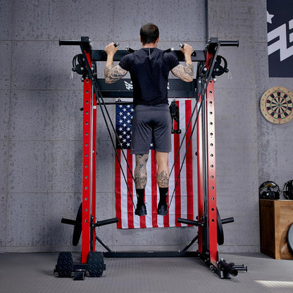 F22 Power Rack, 1600Lbs All-In-One Squat Rack with Dual Pulley System, Heavy-Duty Steel Frame, Attachments & Storage for Home Gym Strength Training
