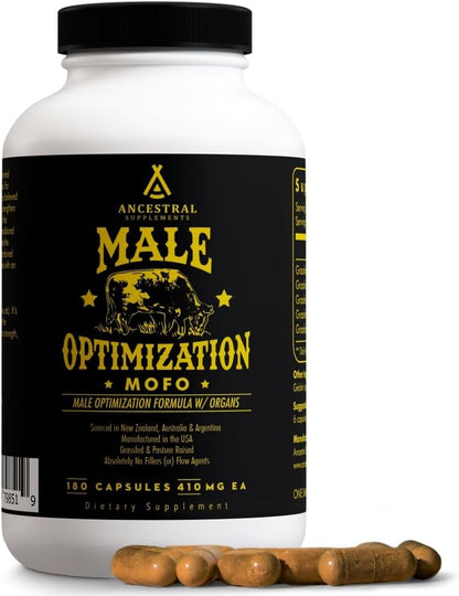 Mofo Men'S Beef Organ Capsule Supplement, 180 Ct | Male Optimization Beef Organ Blend with Liver Supports Men'S Performance, Energy, Hormone Balance and Overall Health.