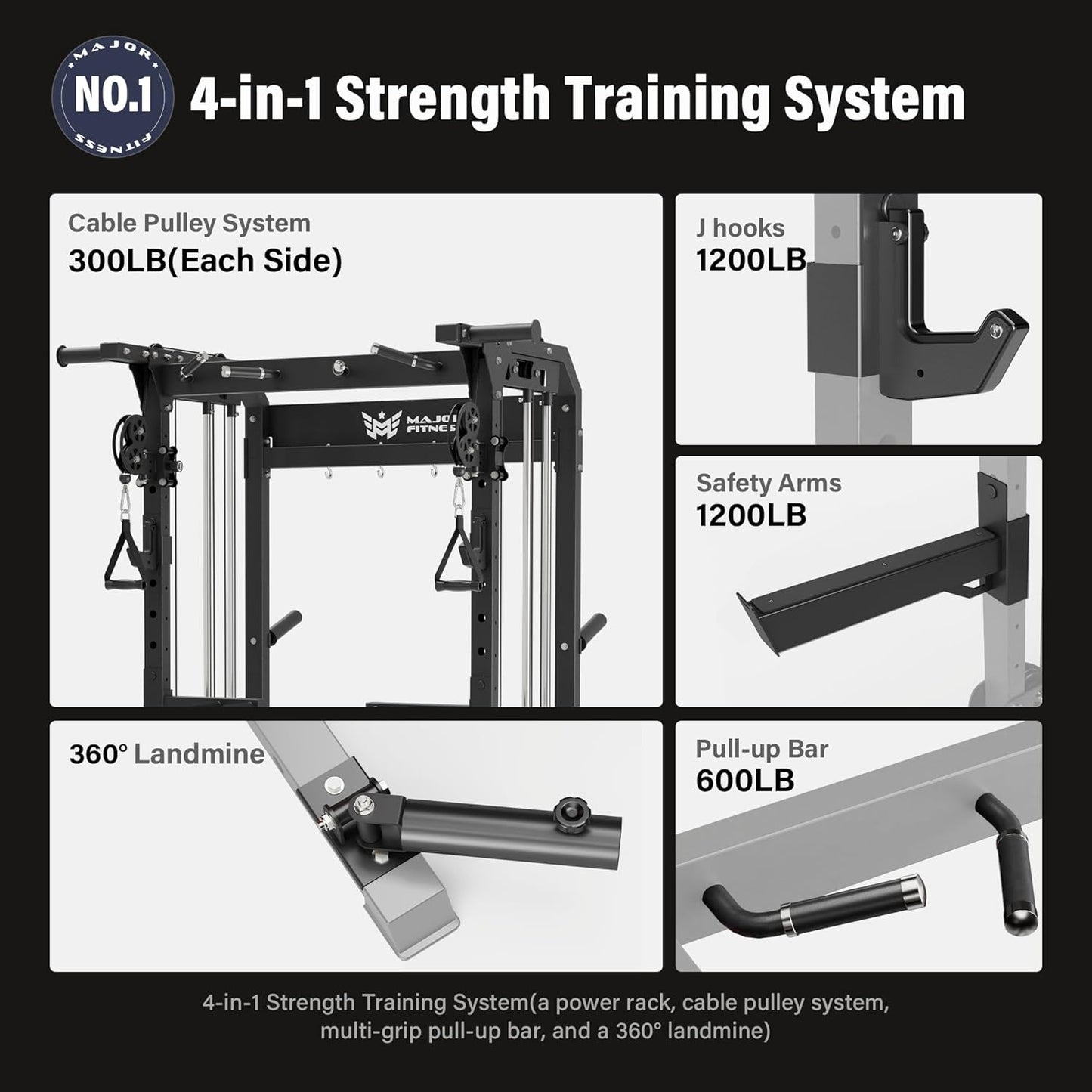 F22 Power Rack, 1600Lbs All-In-One Squat Rack with Dual Pulley System, Heavy-Duty Steel Frame, Attachments & Storage for Home Gym Strength Training