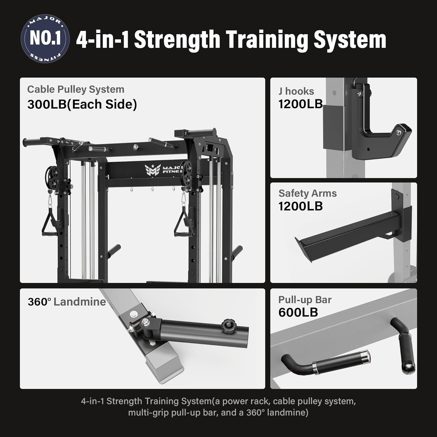 F22 Power Rack, 1600Lbs All-In-One Squat Rack with Dual Pulley System, Heavy-Duty Steel Frame, Attachments & Storage for Home Gym Strength Training