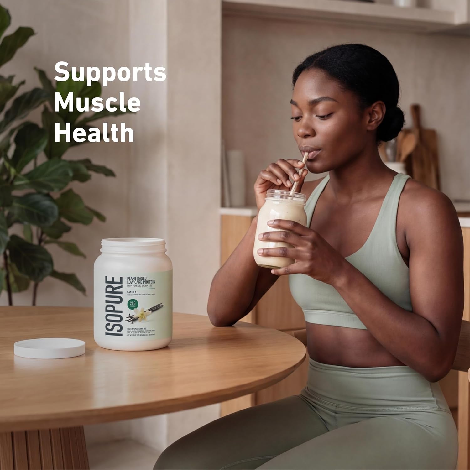 Plant-Based Protein Powder – 20G Organic Pea and Rice Protein with a Complete Amino Acid Profile – Supports Muscle Recovery & Lean Nutrition, Vanilla, 20 Servings