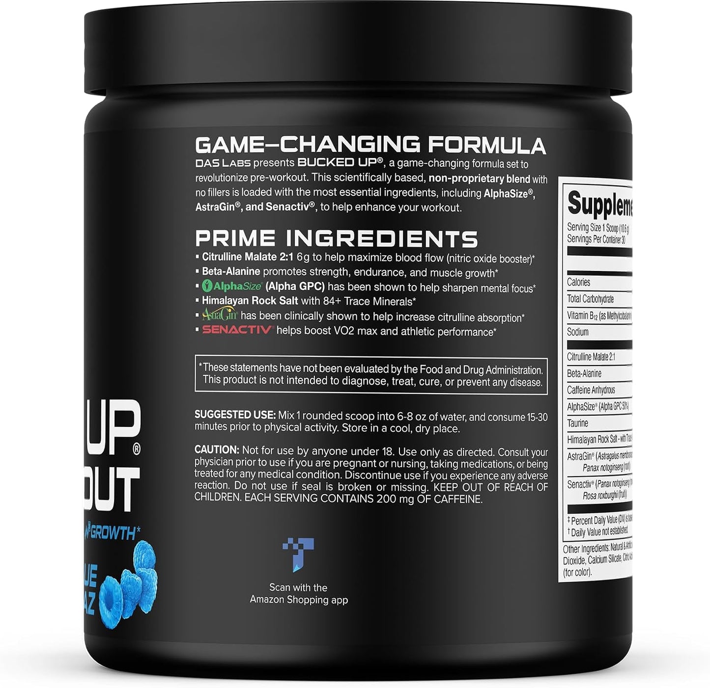 Pre Workout 6 Grams Citrulline, 2 Grams Beta Alanine, and 3 Other Registered Trademarked Ingredients (Blue Raz)