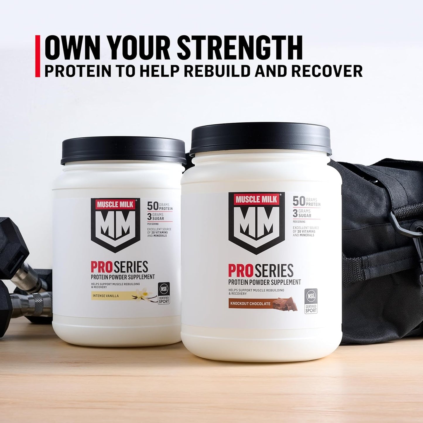 Muscle Milk Pro Series Protein Powder Supplement,Knockout Chocolate,2 Pound,11 Servings,50G Protein,3G Sugar,20 Vitamins & Minerals,Nsf Certified for Sport,Workout Recovery,Packaging May Vary