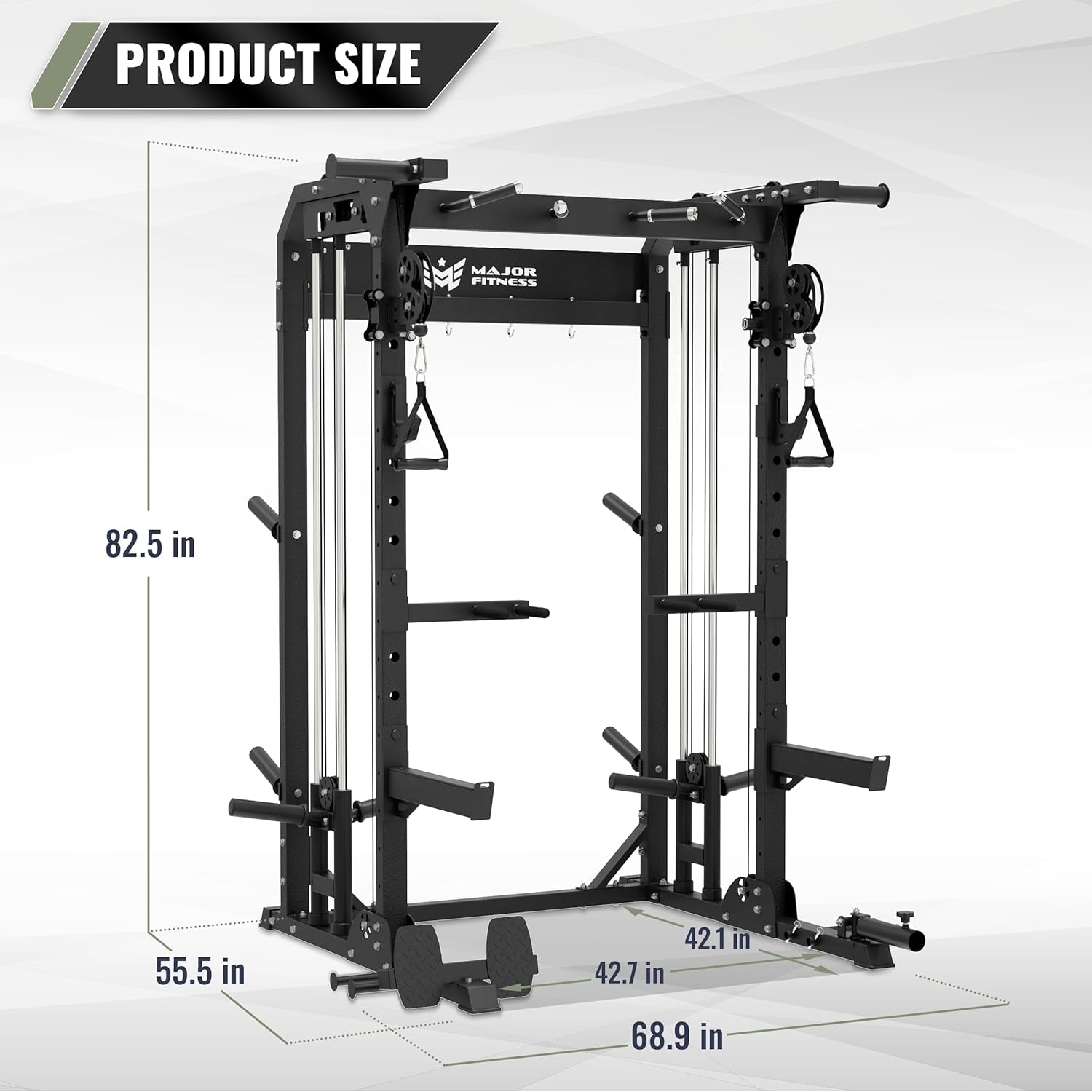 F22 Power Rack, 1600Lbs All-In-One Squat Rack with Dual Pulley System, Heavy-Duty Steel Frame, Attachments & Storage for Home Gym Strength Training