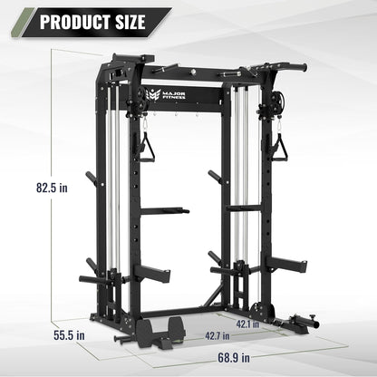 F22 Power Rack, 1600Lbs All-In-One Squat Rack with Dual Pulley System, Heavy-Duty Steel Frame, Attachments & Storage for Home Gym Strength Training