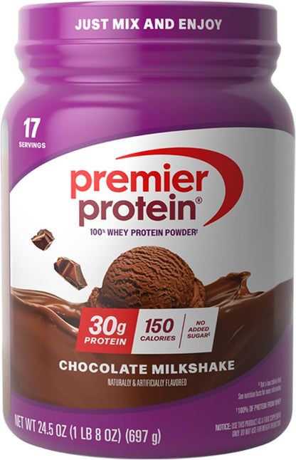 Powder, Chocolate, 100% Whey, 30G High Protein, 17 Servings | No Added Sugar, Supports Muscle Health, Soy & Gluten-Free, 1.44 Lb
