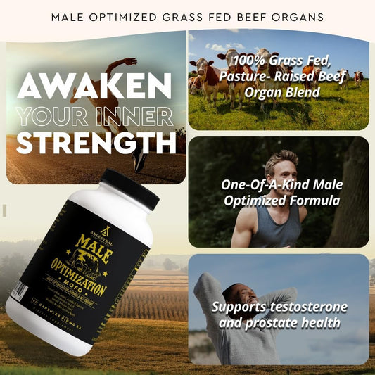 Mofo Men'S Beef Organ Capsule Supplement, 180 Ct | Male Optimization Beef Organ Blend with Liver Supports Men'S Performance, Energy, Hormone Balance and Overall Health.
