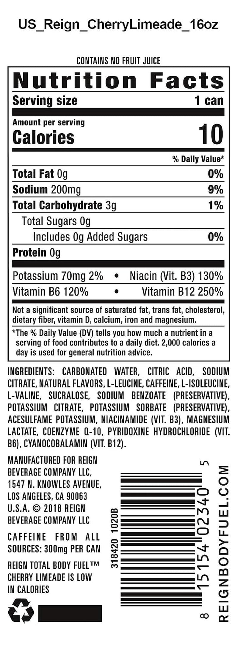 Total Body Fuel, Cherry Limeade, Fitness & Performance Drink, 16 Fl Oz (Pack of 12)